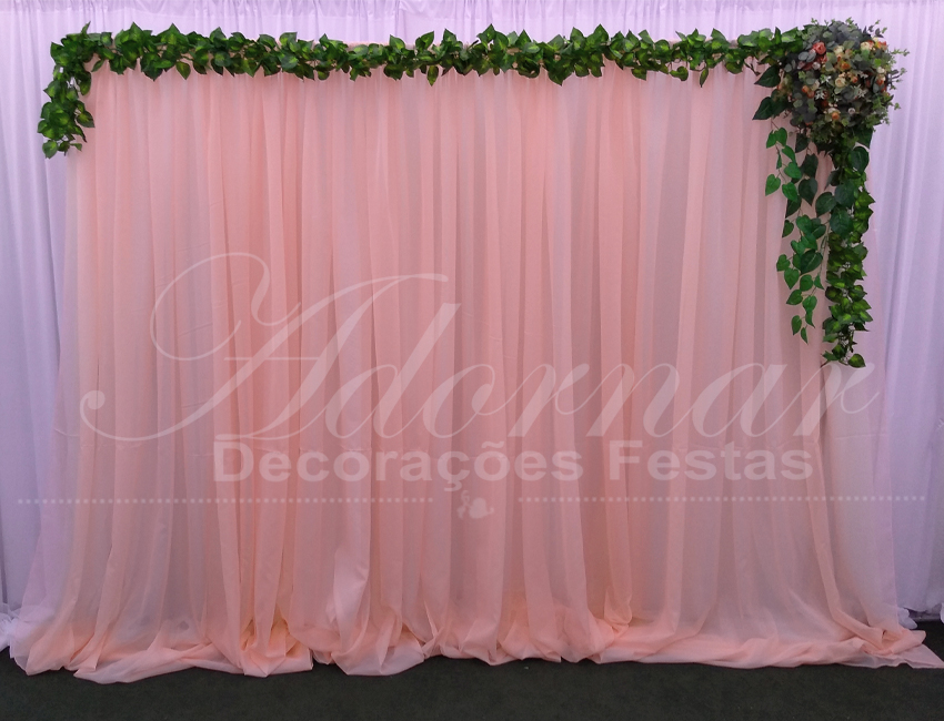 aluguel de painel de cortinas pêssego rosê gold para festas e eventos
