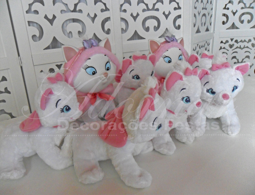 Locação de Kit Personagens Gata Marie Para Festa Infantil Pelúcia