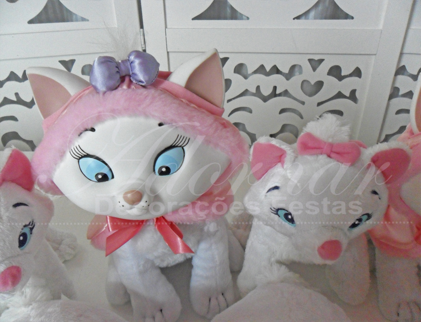 Locação de Kit Personagens Gata Marie Para Festa Infantil Pelúcia Decoração