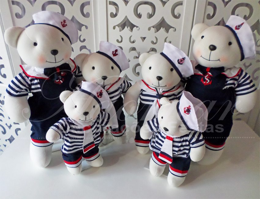 locação de kit personagens ursinhos marinheiros para decoração de festa infantil