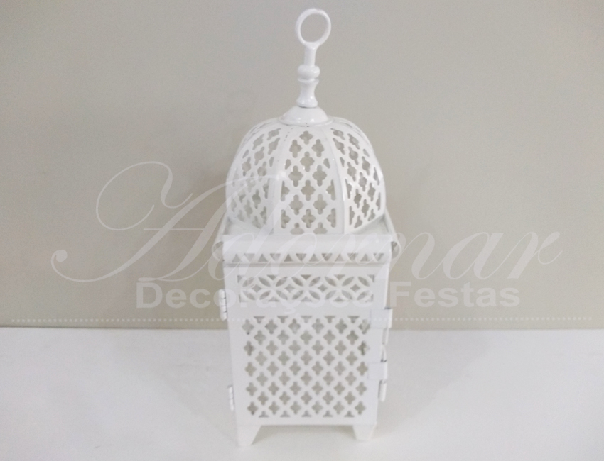 Locação de Gaiola Decorativa Pequena Quadrada de Ferro Branco