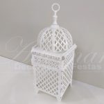 Locação de Gaiola Decorativa Pequena Quadrada de Ferro Branco