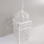 Locação de Gaiola Decorativa Pequena Quadrada de Ferro Branco