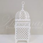 Locação de Gaiola Decorativa Pequena Quadrada de Ferro Branco