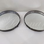 Locação Jogo de Bandejas Redondas Espelhadas Borda em Metal Para Doces