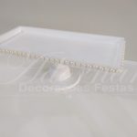 Locação de Bandeja Suporte Perolado Retangular em Branco