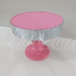 Locação de Boleira Porta Doces Espelhada Redonda em Rosa