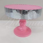 Locação de Boleira Porta Doces Espelhada Redonda em Rosa