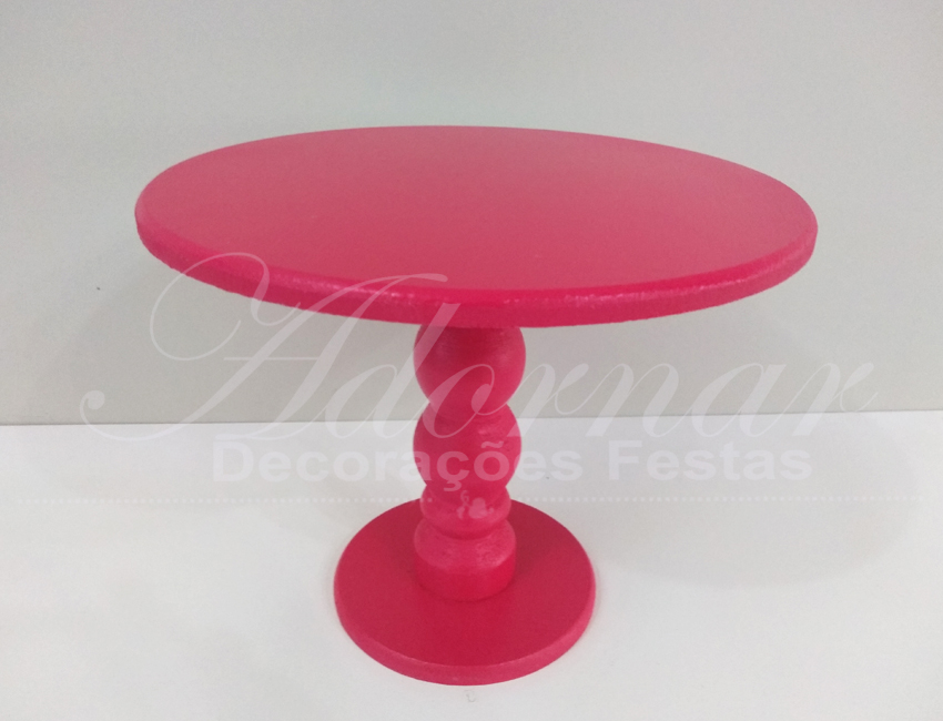 Locação de Boleira Porta Doces Média em Rosa Pink Com Pé Torneado