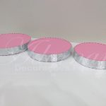 Locação Trio de Bandeja Redonda Espelhada em Rosa