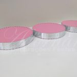 Locação Trio de Bandeja Redonda Espelhada em Rosa