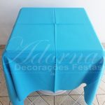 Locação de Toalha em Azul Tiffany Para Mesa Quadrada