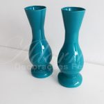 Locação Par de Vaso Solitário de Vidro Azul Tiffany Pequeno