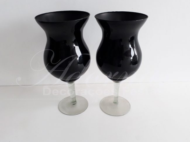 Locação Par de Vaso Taça de Vidro Napole Preto