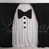 aluguel d epainel de cortinas terno e gravata smoking para decoração casamento igreja