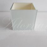 Locação Vaso Cachepô Quadrado Pequeno de Vidro em Branco