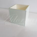 Locação Vaso Cachepô Quadrado Pequeno de Vidro em Branco