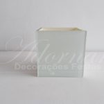 Locação Vaso Cachepô Quadrado Pequeno de Vidro em Branco