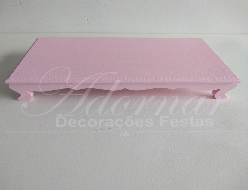 Locação de Bandeja Banquinho Retangular em Rosa Para Doces