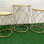 Trio de Mesa Mini Table Octogonal em Dourado