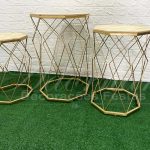 Trio de Mesa Mini Table Octogonal em Dourado