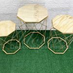 Trio de Mesa Mini Table Octogonal em Dourado