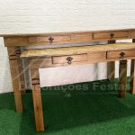 Locação de Par de Mesa Rústica Modelo Com Gaveta Decorativa