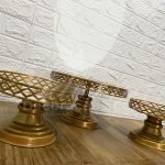 Trio de Boleiras Porta Doces Espelhada Redonda em Dourado