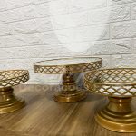 Trio de Boleiras Porta Doces Espelhada Redonda em Dourado